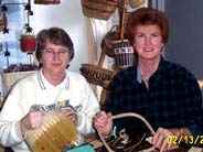 Jan and DeVonna work against the clock, trying to finish their Eric Taylor class baskets before closing time. 